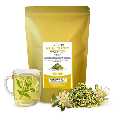 5 OZ (142 Greenhilltea traditional health herbs, Premium Honeysuckle buds grams), honey suckle tea NO GMO, NO