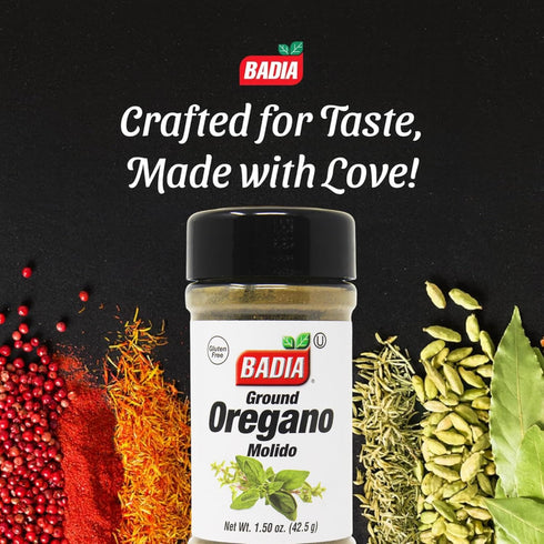 1.5 oz Badia Ground Oregano, Aromatic Herb for Mediterranean & Latin Dishes Kosher, Gluten Free
