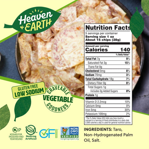 Heaven & Earth Taro Chips, 5oz, Pack of 2