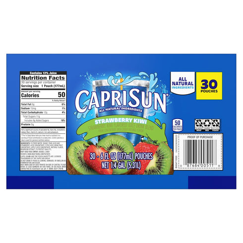 30 6 oz Capri Sun Strawberry Kiwi Naturally Flavored with other natural flavor Juice Drink Blend, ct Box, fl Pouches