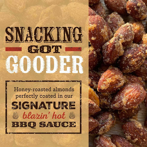 9 oz Rufus Teague Hot BBQ Honey Roasted Almonds Sweet, Spicy & Smoky Gourmet Snacks, Resealable Pouch for Freshness