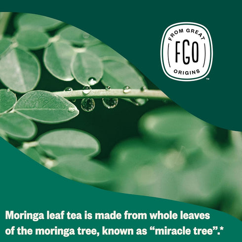 FGO Organic Moringa Mint Tea, 100 Count, Eco-Conscious Herbal Tea Bags, Caffeine Free, Resealable Bag (Pack of 1)