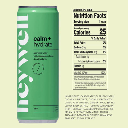 Pack 12 (Pack 12) Heywell Sparkling Adaptogenic Water, Variety Fluid Ounce of Includes - Lime, Grapefruit, Orange