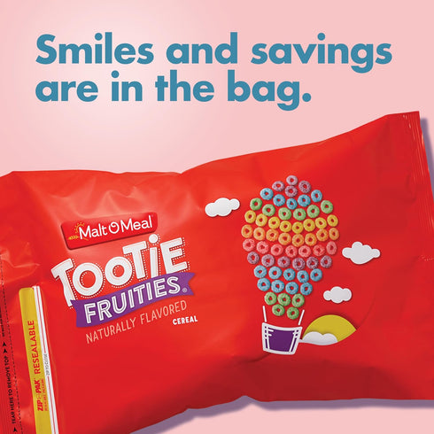 50 OZ Malt-O-Meal Tootie Fruities Breakfast Cereal, Colorful and Fruity Cereal for the Family, Family Cereal Size