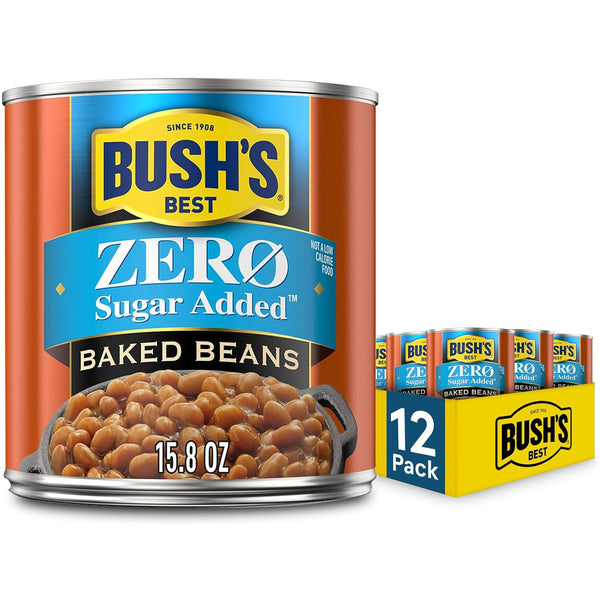 BUSH'S BEST 15.8 oz Canned Zero Sugar Baked Beans, Source Of Plant