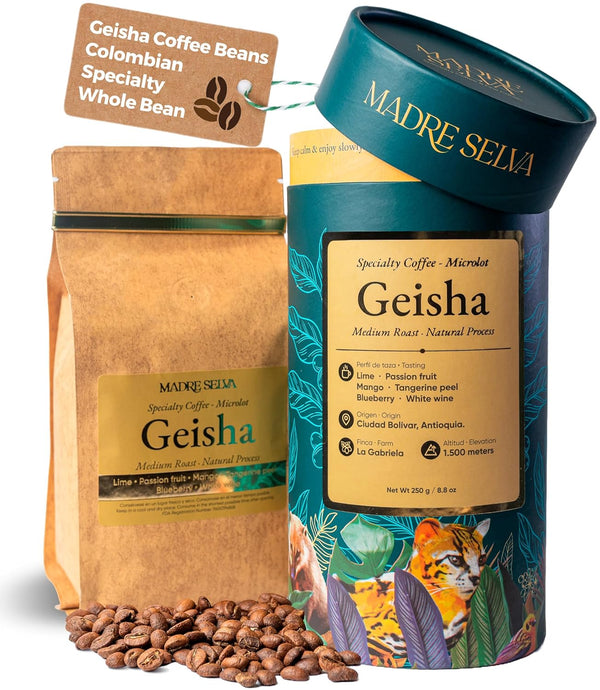 Colombian Geisha Coffee Whole Bean Medium Roast Arabica Gourmet Fresh Single Origin