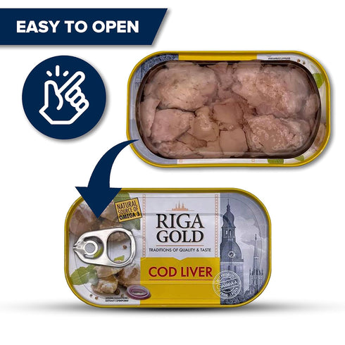 4.27oz/ 121g (Pack 6) Riga Gold Cod Liver in Own Oil From Iceland