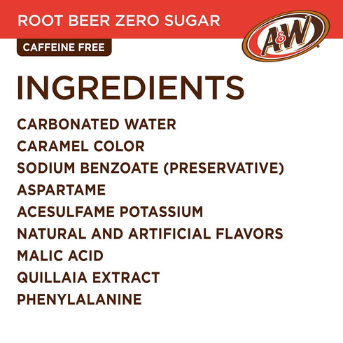 12 oz. 12 Pack (Pack 2) A&W Zero Sugar Root Beer Soda, fl. Cans