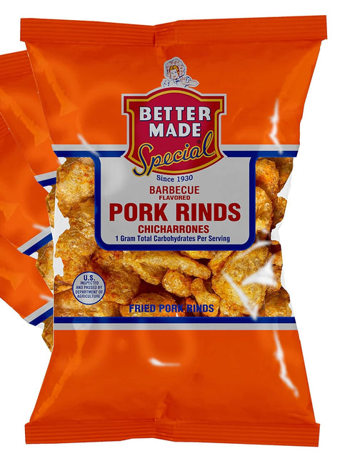 Better Made BBQ Flavored Pork Rinds Chicharrones - 8-Pack - 2.5oz Bags