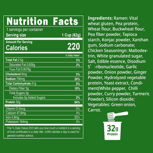 (32g) Pack, 16 Packs, VOLO VERO High Protein Ramen Noodles Soup Cup, Drinkable Konjac Jelly Variety Plant-Based, Vegan