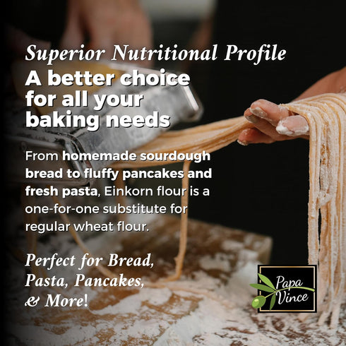 2.2 LB Organic Einkorn Flour Made in Italy, Organic Ancient Grain, Non-Enriched, Unbleached, Unbromated, High Fiber