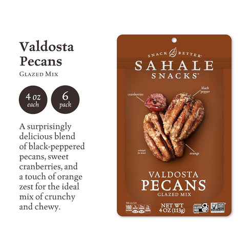 4 (Pack 6) Sahale Snacks Valdosta Pecans Glazed Mix, Ounces