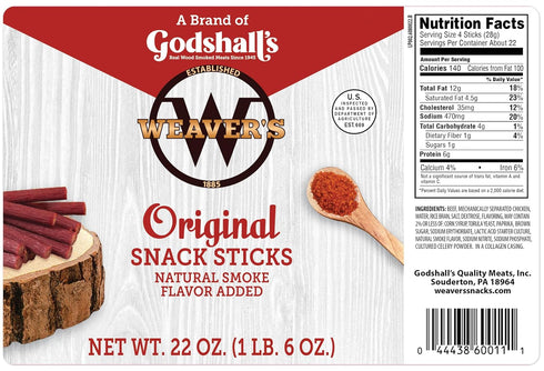 (80 3.5" 22oz Weavers Original Mini Snack Sticks mild beef and chicken snack sticks per bag)
