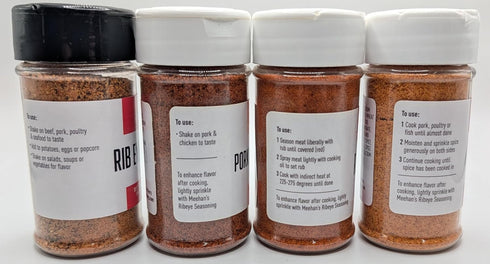 Meehan's Seasoning Set Pack Set, 4 Pack Meehans BBQ Seasoning Gift Variety with Ribeye, Pork & Chicken, Rib Rub & BBQ