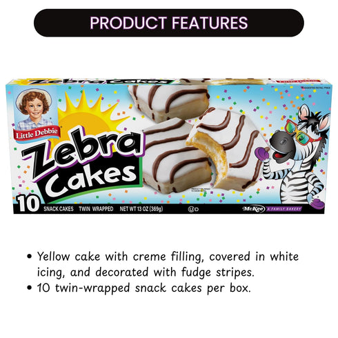 60 (6 Little Debbie Zebra Cakes, Twin-Wrapped Cakes Boxes)