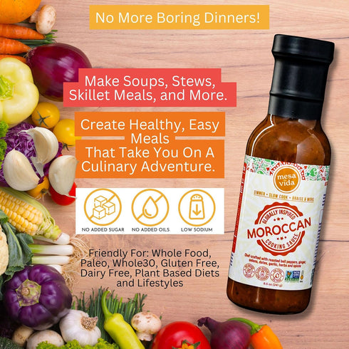 8.5 OZ) Globally Inspired Starter Sauce | Cooking Sauce | Plant-Based Oil Free Healthy Pantry Staples (Moroccan Flavor