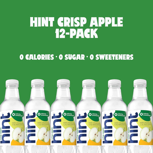 16 Oz (Pack 24) Hint Fruit-Infused Bottled Water, Crisp Apple - Sugar Free Flavored Water with Zero Calories, Naturally