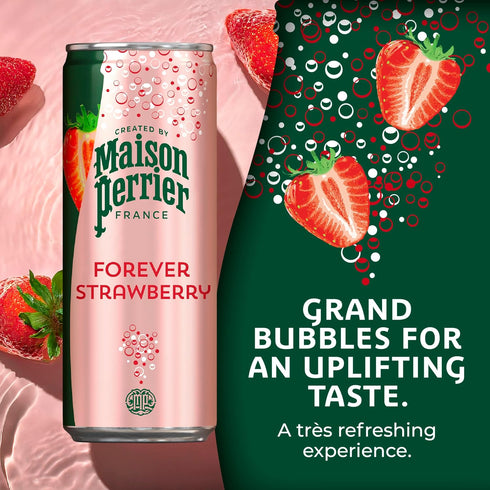 11.15 Oz 8 Count, 3 Pack Maison Perrier Forever Strawberry Flavored Sparkling Water, Fl Cans