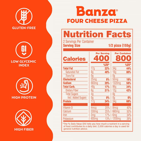 10.9 OZ Banza Four Cheese Gluten Free Chickpea Pizza