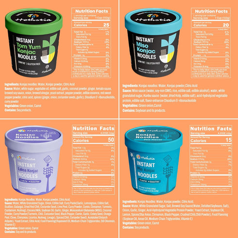 Hethstia Konjac Noodle Soup Cups & Angel Hair Shirataki Pasta Bundle Low Calorie Vegan Konjac Noodles for Instant Meals