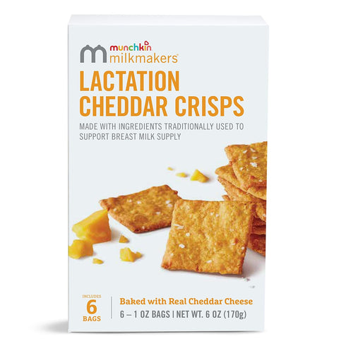 Munchkin Milkmakers Lactation Cheddar Crisps for Breastfeeding Moms with Oats and Flax,