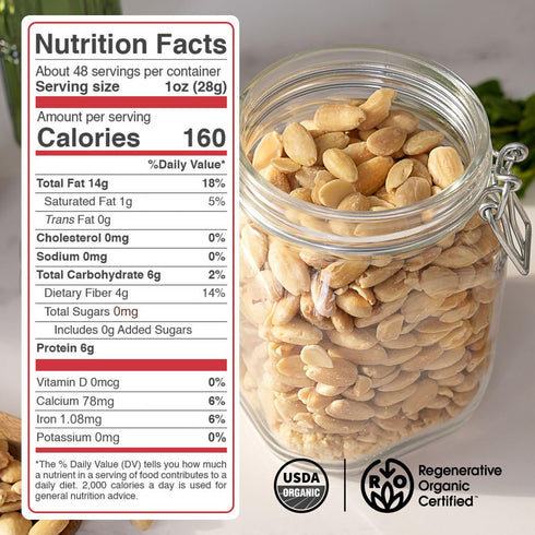 2lb Burroughs Family Farms USDA Organic Blanched Almonds First Regenerative Organic Certified Farm Gluten-Free