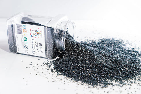 Sweet Evas BLACK SUGAR CRYSTALS-Dairy Free,Gluten Free,Egg Free,Vegan,Soy Free,Nuts Free,Kosher,Colored Sparkling Sugar