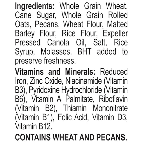 Great Grains 19 oz Crunchy Pecans Breakfast Cereal for Adults, Crispy Flakes and Granola Clusters, Non-GMO, Heart