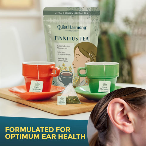 Quiet Harmony 20 Tinnitus Tea Herbal Support for Ringing Ears, Circulation & Calm | Ultra-Premium Caffeine-Free Tea