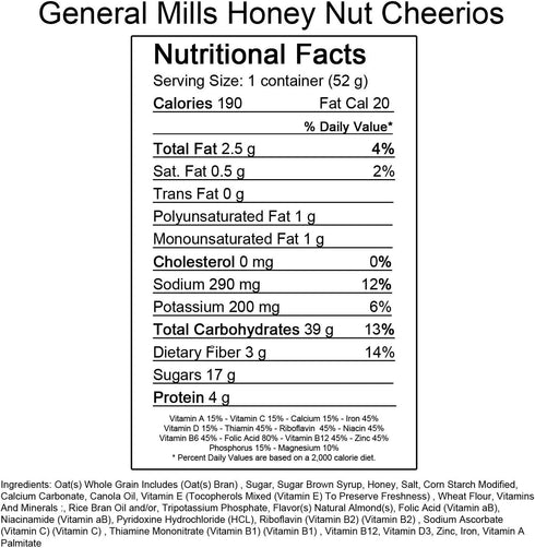 MegaDeal 2 oz. 12 General Mills Honey Nut Cheerios Cereal in a Cup - Cup - ct.