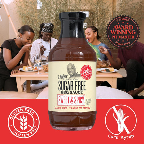 18 oz (3-Pack) G Hughes Sugar Free Sweet & Spicy BBQ Sauce - Sweet Chili Sauce, Sugar Free Asian Sauces, Low Carb BBQ