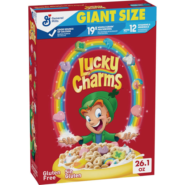 Lucky Charms Gluten Free Cereal with Marshmallows, Kids Breakfast Cereal, Giant Size, 26.1 oz