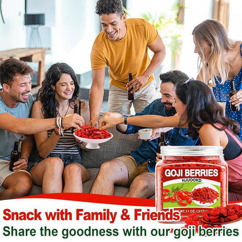HJUOOKD 11oz 100% Dried Goji Berries - Natural Large Berries, Sun-Dried & Handpicked, Vegan Wolfberry - Perfect