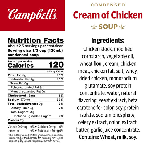 10.5 oz (12 Pack) Campbell's Condensed Cream of Chicken Soup, Can