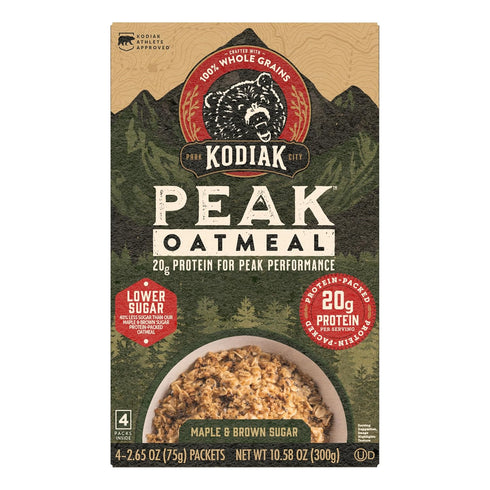 Packets, Protein,100% 6 4 packets 24 packets) Kodiak Cakes Peak Instant Oatmeal Maple Brown Sugar, High Whole Grains