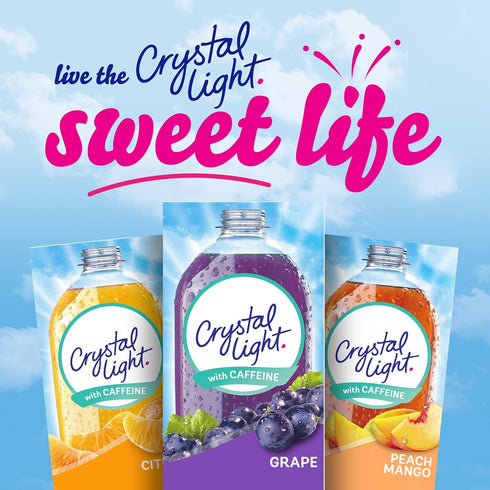 120 Packets, 0.11 oz Crystal Light Drink Mix with Caffeine, for Convenient On-the-Go Flavorful Hydration, Naturally