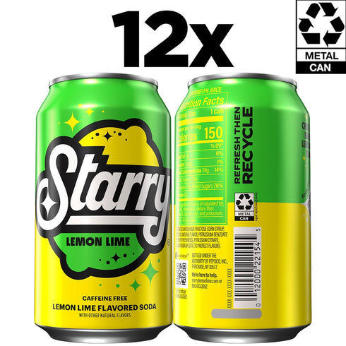 12 Oz (Pack 12) Starry Lemon Lime Soda Pop, Fl Cans