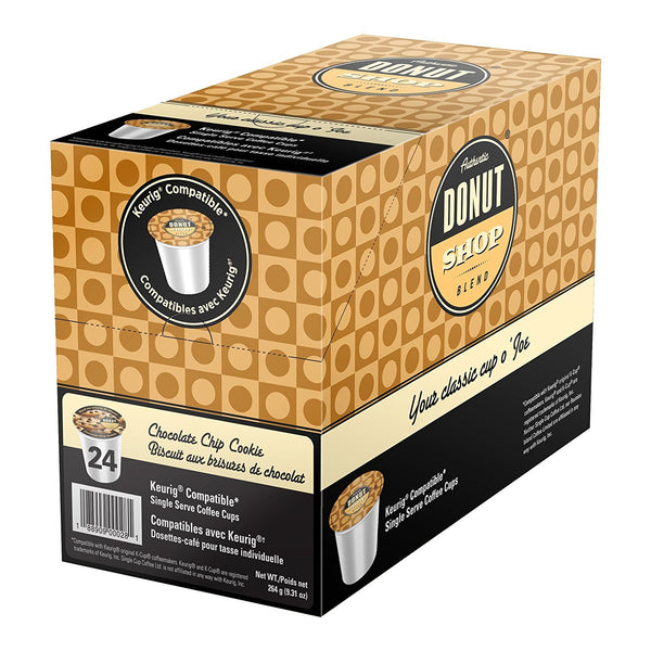 Authentic Donut Shop Blend Chocolate Chip Cookie Single Cup Coffee for Keurig K Cup Brewers, 24 Count