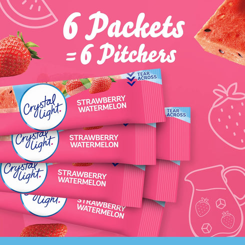 6 Count Packets Crystal Light Sugar-Free Strawberry Watermelon Low Calories Powdered Drink Mix Pitcher