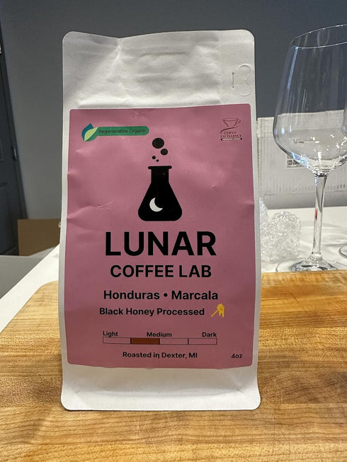 4oz Lunar Coffee Lab Honduras Black Honey Coffee - Regenerative Organic Fair Trade Coffee - Honey Processed Medium