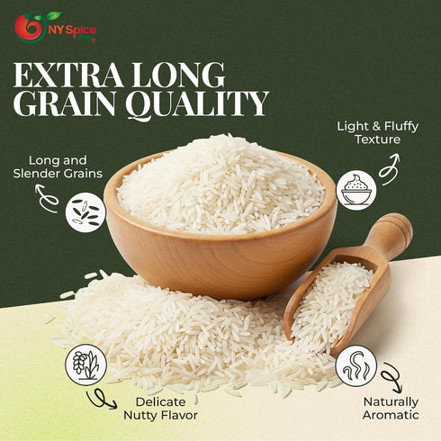 5 NY Spice Shop Basmati Rice - Pound Long Grain Basmati Rice for Cooking and Culinary Use - Long Grain Texture Ideal