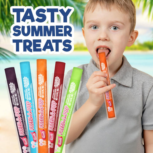 24 Count Pack Frozen Freeze Pops, Ice Pops Bulk of Refreshing Assorted Flavors, Enjoy Popsicles and Ready Anytime