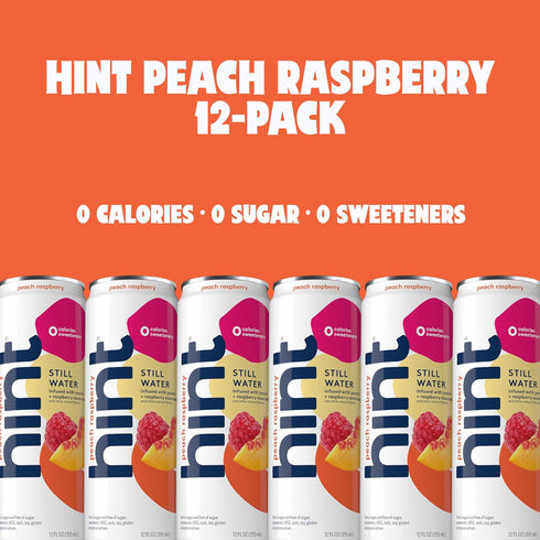 12 Oz (Pack 12) Hint Canned Water, Peach Raspberry - Purified Flavored Water with Zero Calories, Natural Flavors