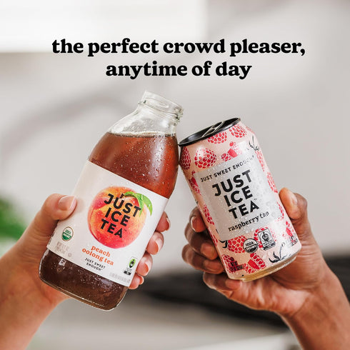12-Pack (12oz Just Ice Tea, Lemon Flavored Black Iced Tea, Cans), USDA Certified Organic, Real Brewed, Low Calorie, No