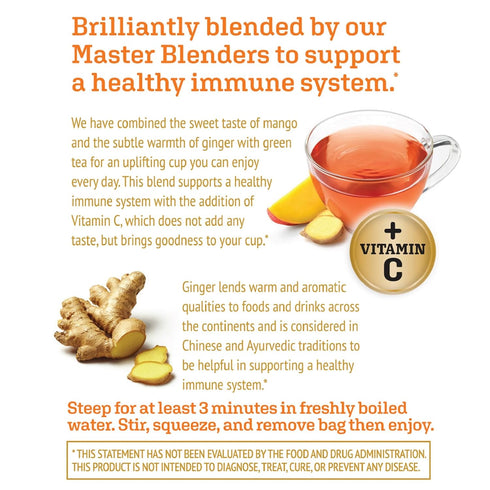 Immune 16 (Pack 6), 96 Twinings Superblends Support+ Herbal Tea with Vitamin C, Ginger & Mango Flavoured Green Tea, Tea