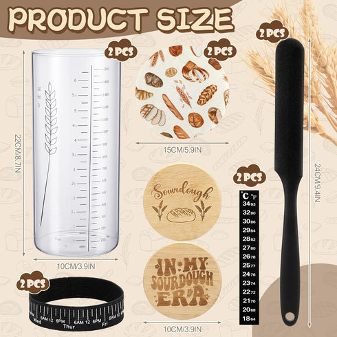Teecyhooo 2 Set 50 oz Large Sourdough Starter Jar Kit, Wide Mouth Fermentation Baking Jar with Spatula, Cloth Cover