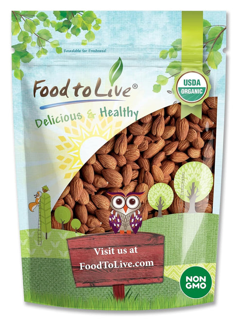 Food to Live Organic Dry Roasted Whole Almonds with Himalayan Salt, 1