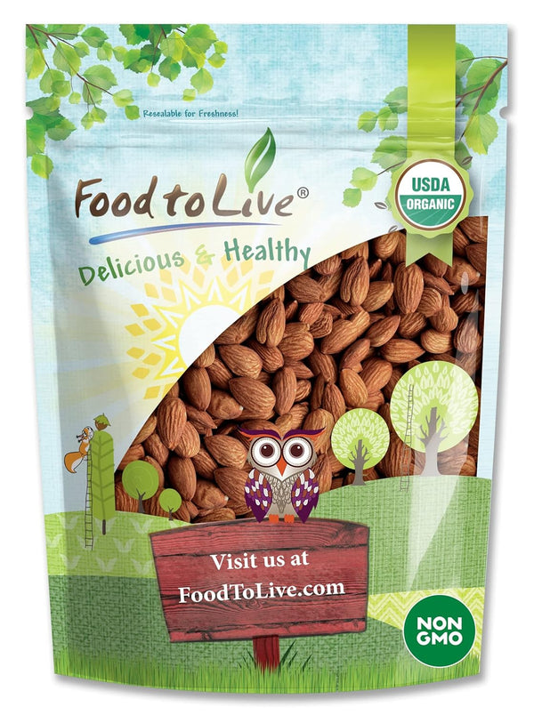 Food to Live Organic Dry Roasted Whole Almonds with Himalayan Salt, 1