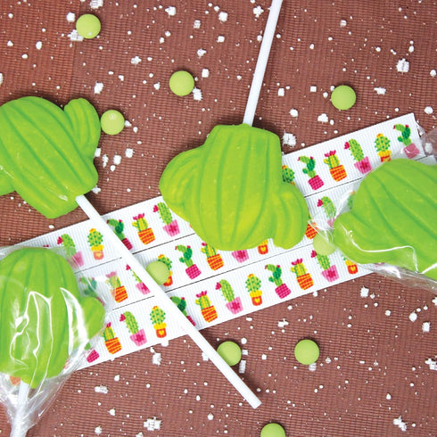 12 Cactus Lollipops - Individually Wrapped Fiesta Candy Suckers - Birthday Fiesta Party Favors - Fiesta Mexican Party