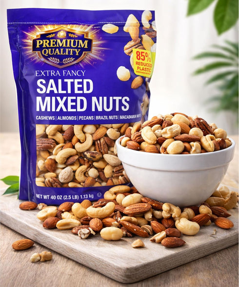 KEV&COOPER Mixed Nuts with Sea Salt, 40 oz Resealable Pouch Deluxe Variety Nut